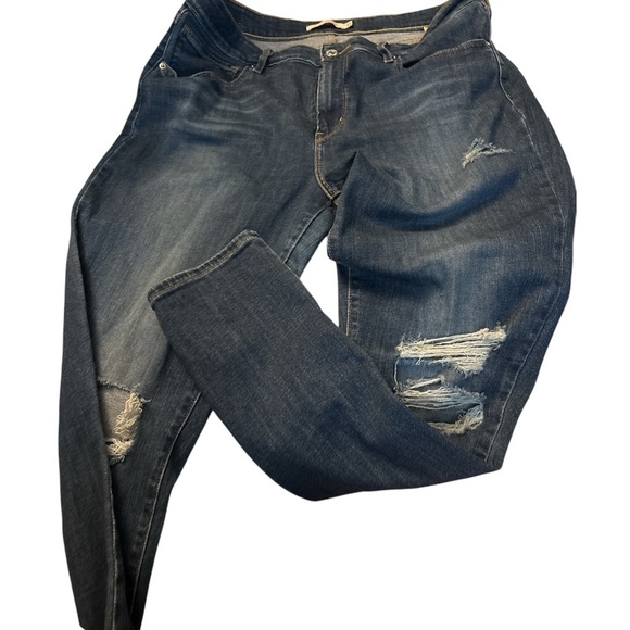 Levi's Blue Boyfriend Jeans Distressed Vintage - Picture 1 of 4